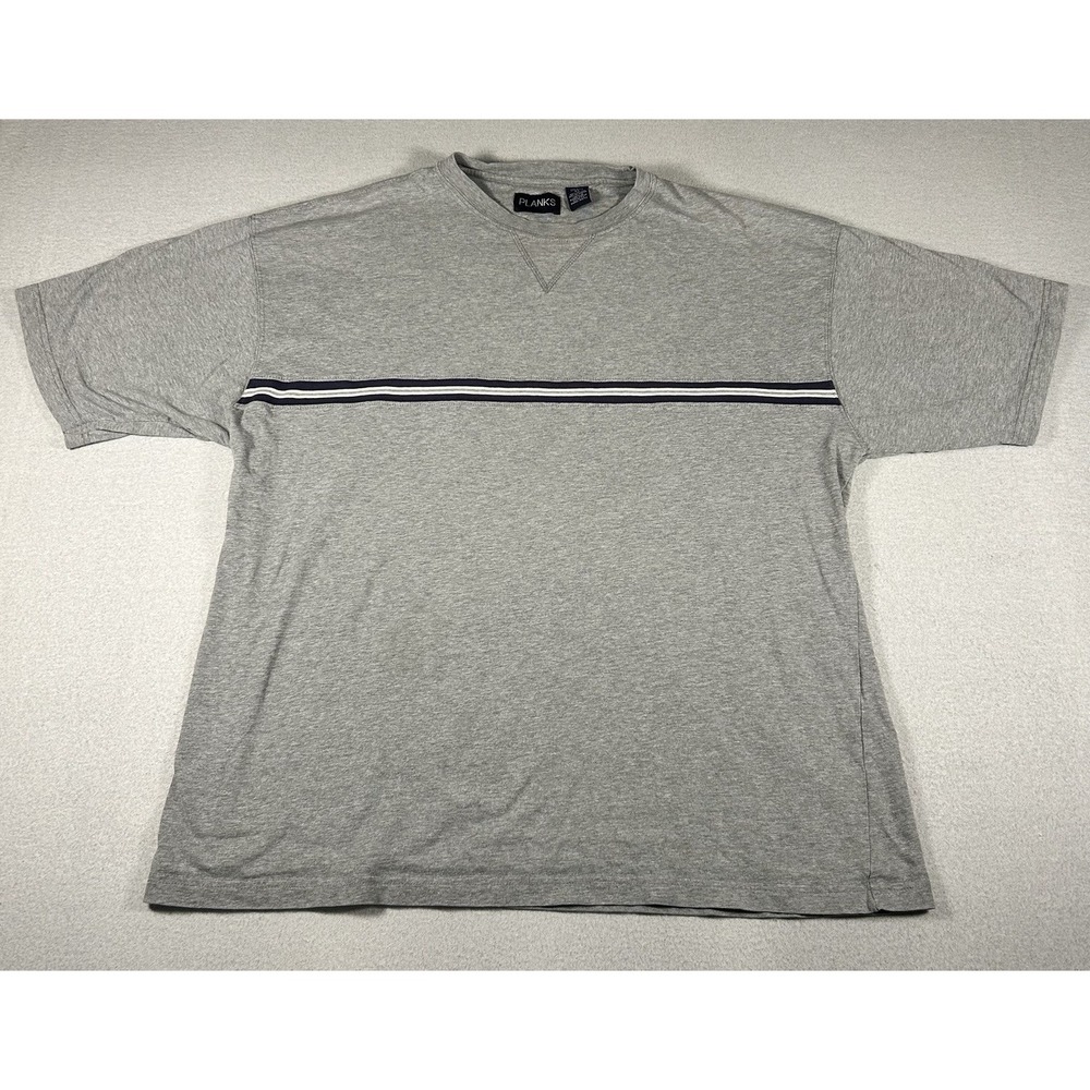 Y2K Chest Stripe T-Shirt Surf Skate Y2K Gray Mens XL Skater Grunge